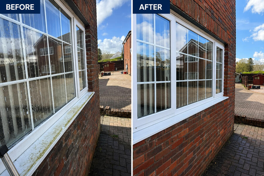 Before and after window cleaning in Gurnos